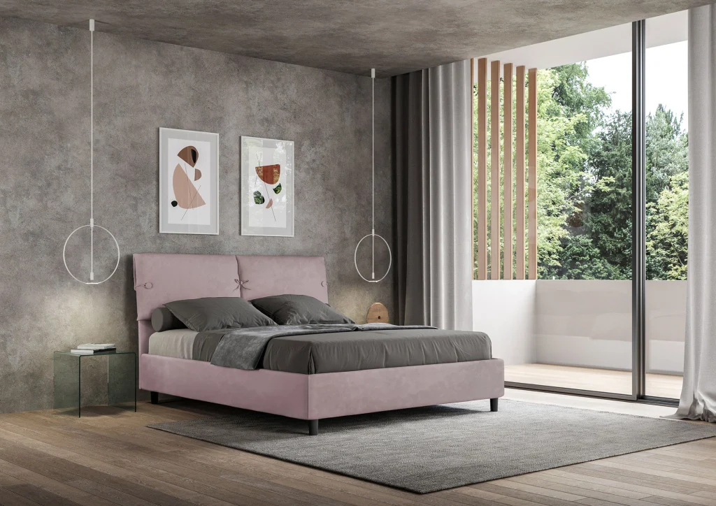 BS COM Letto matrimoniale senza rete imbottito 160x200 microfibra glicine - Image 3