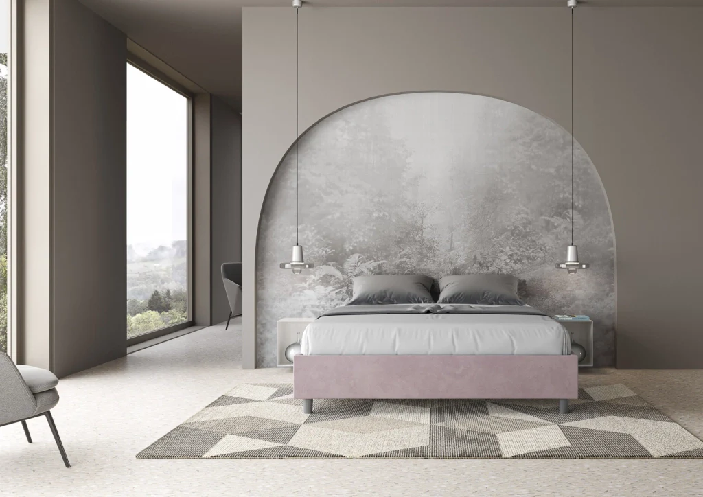 BS COM Letto matrimoniale senza rete imbottito 160x210 microfibra glicine - Image 4
