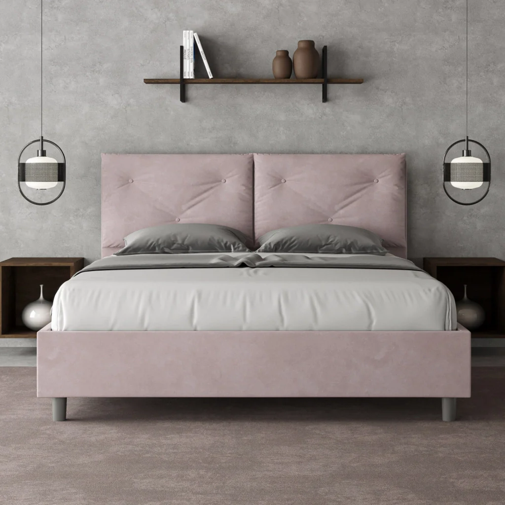 BS COM Letto queen size contenitore imbottito 150x190 microfibra glicine Large - Image 4