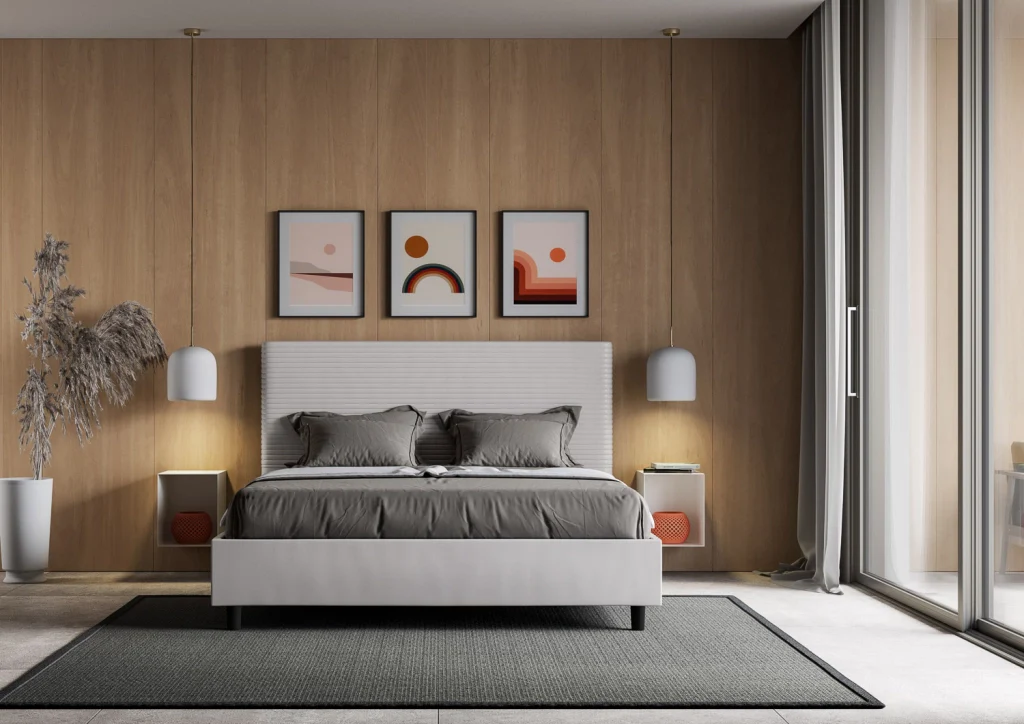 BS COM Letto queen size contenitore imbottito 150x190 similpelle bianco - Image 5