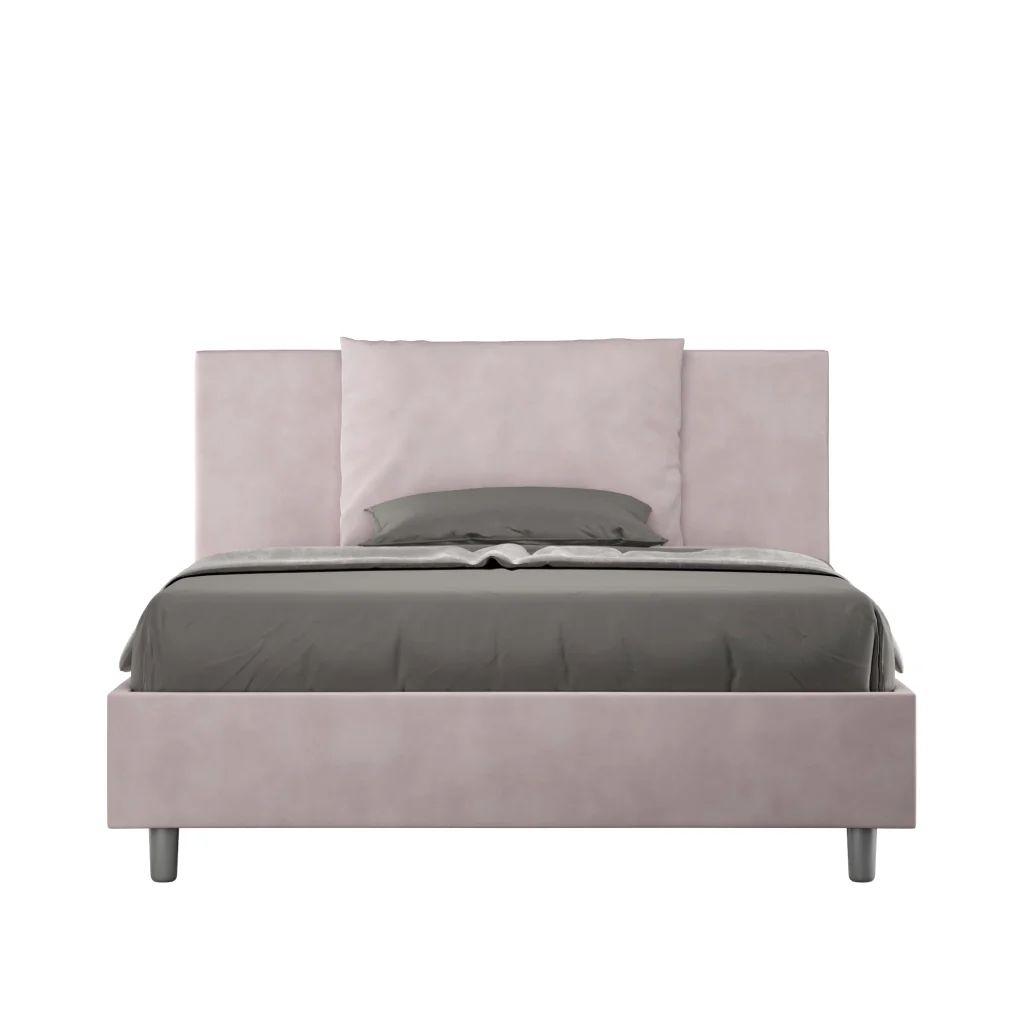 BS COM Letto queen size contenitore imbottito 150x200 microfibra glicine