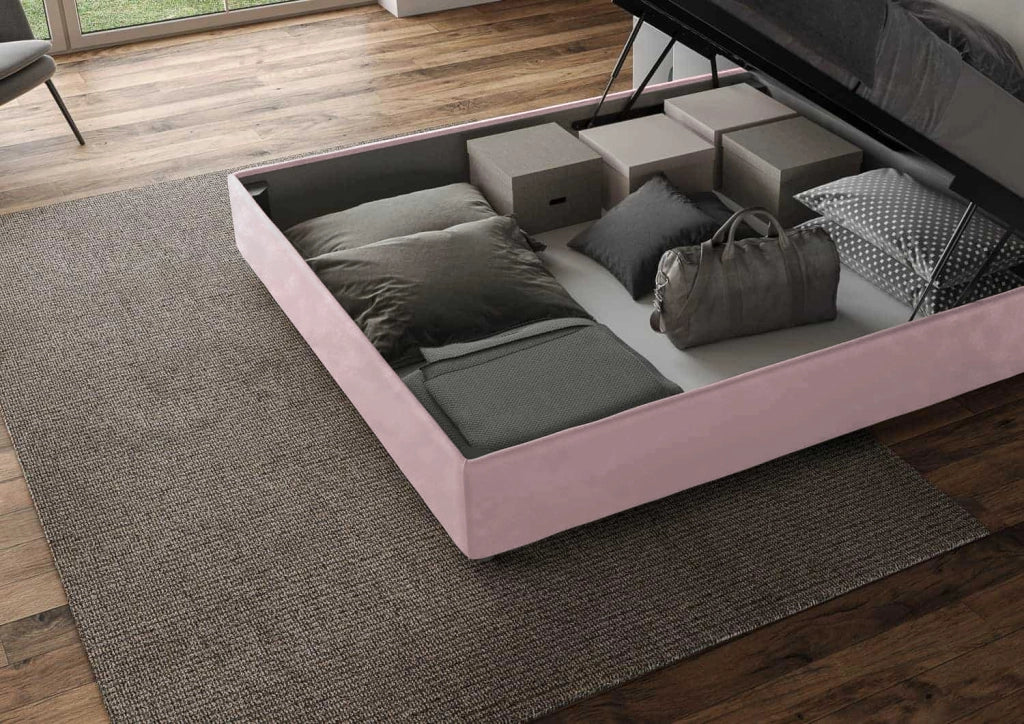 BS COM Letto queen size contenitore imbottito 150x200 microfibra glicine Large - Image 5