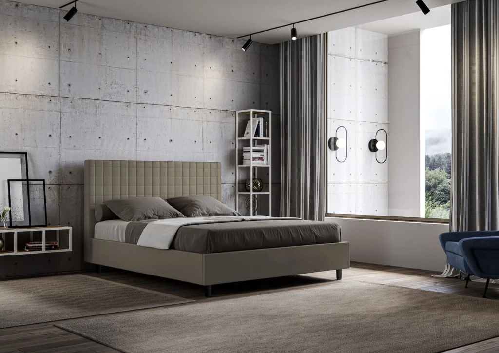 BS COM Letto queen size contenitore imbottito 150x200 similpelle cappuccino - Image 3