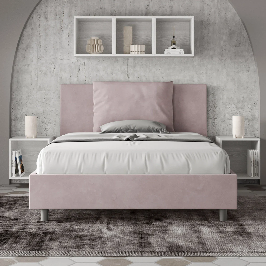 BS COM Letto queen size contenitore imbottito 150x210 microfibra glicine - Image 5