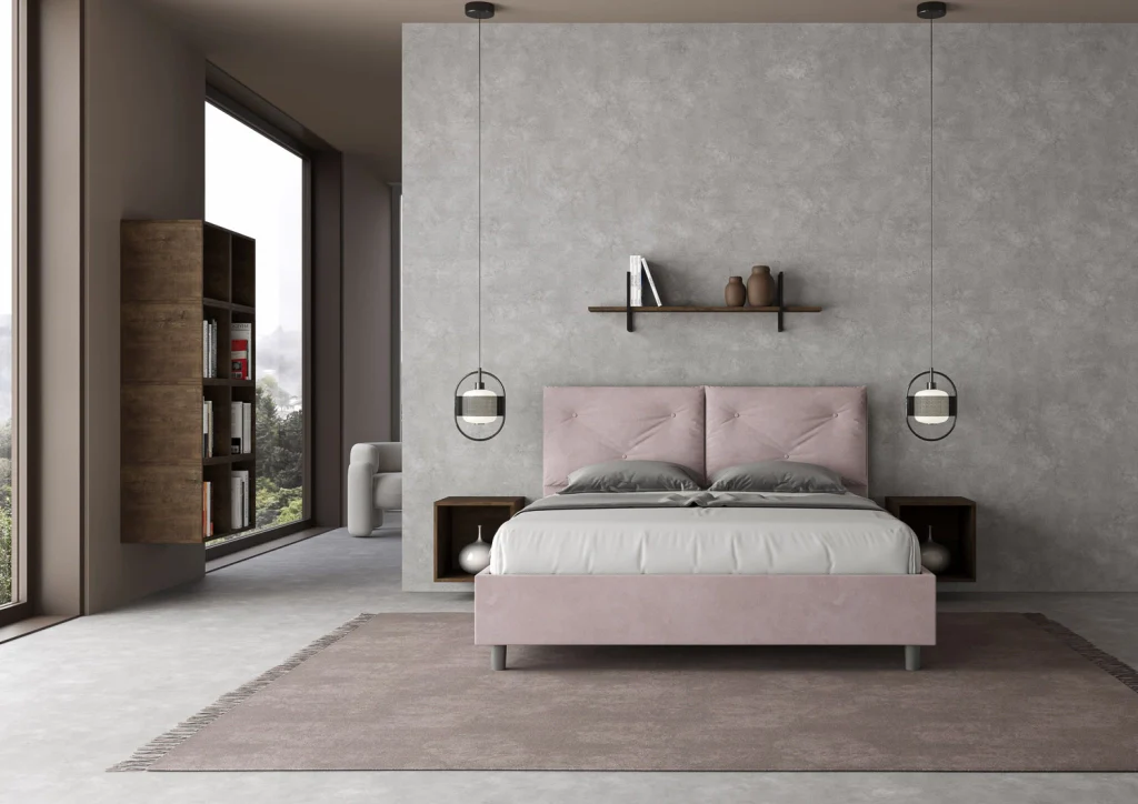 BS COM Letto queen size contenitore imbottito 150x210 microfibra glicine Large - Image 3