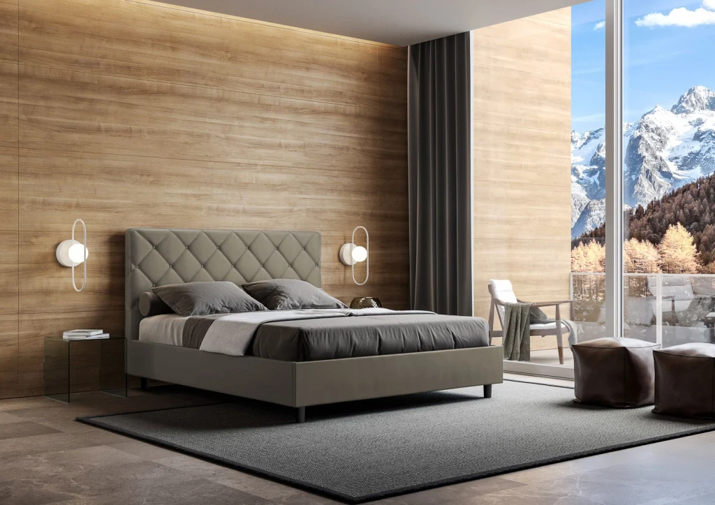 BS COM Letto queen size senza rete imbottito 150x190 similpelle cappuccino - Image 4
