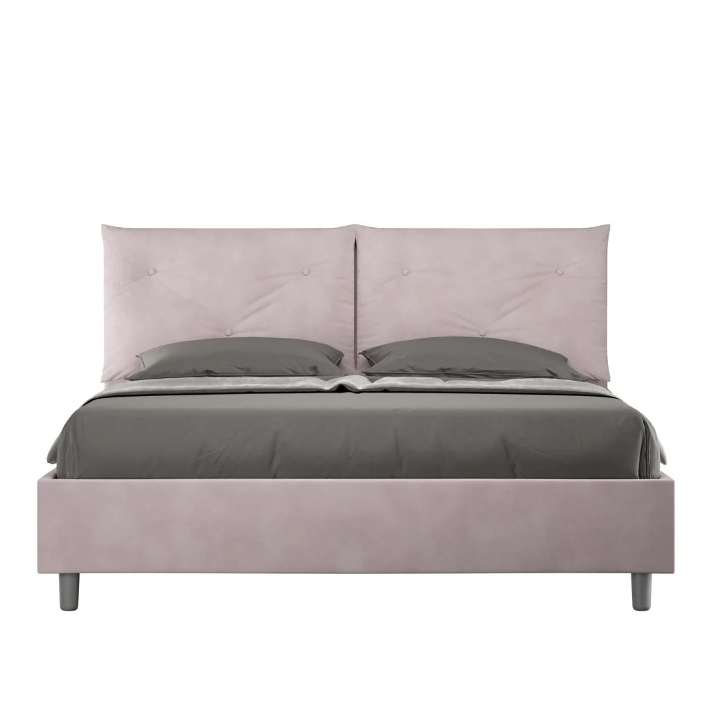 BS COM Letto queen size senza rete imbottito 150x210 microfibra glicine Large