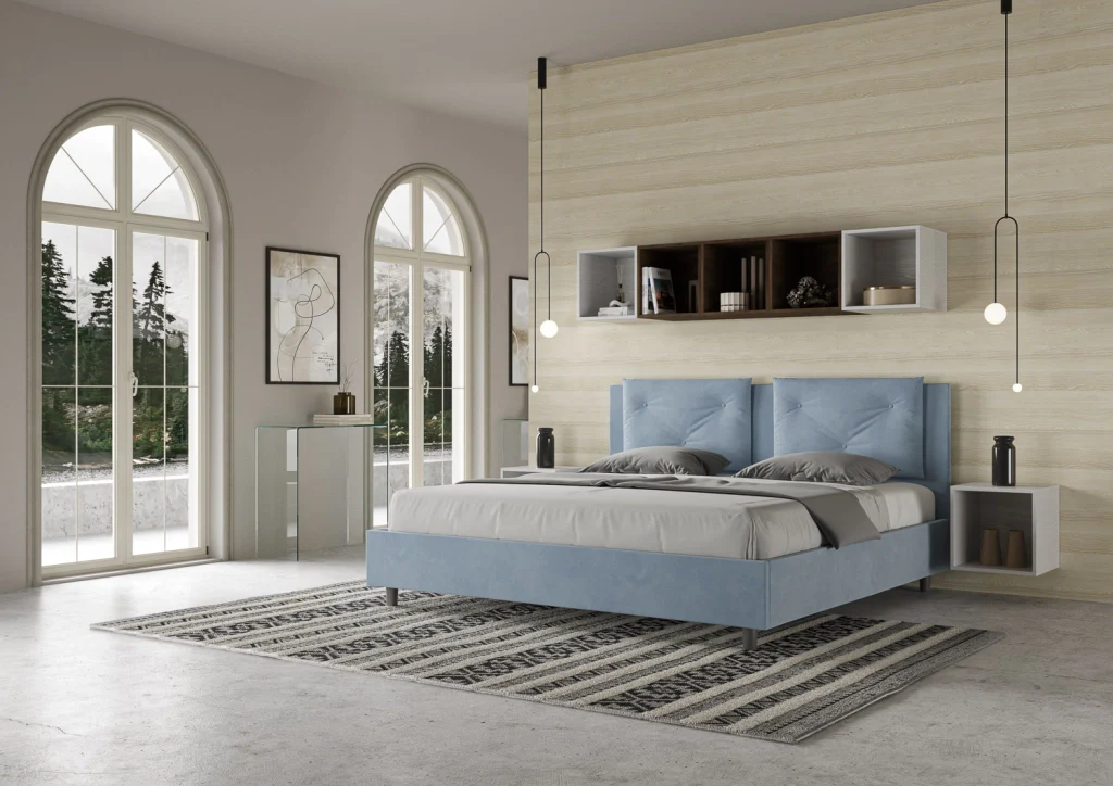 BS COM Letto senza rete imbottito 180x190 microfibra azzurro - Image 4