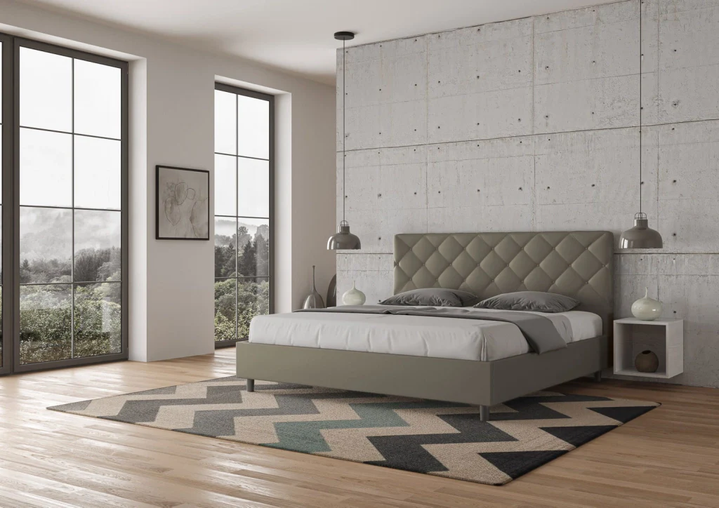 BS COM Letto senza rete imbottito 180x190 similpelle cappuccino - Image 4