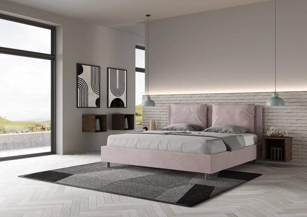 BS COM Letto senza rete imbottito 180x200 microfibra glicine - Image 4