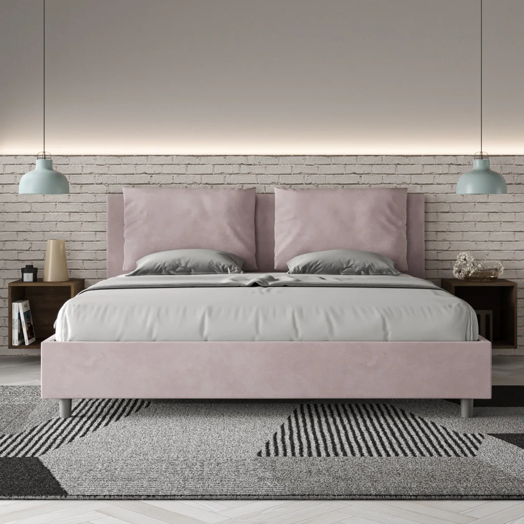 BS COM Letto senza rete imbottito 180x210 microfibra glicine - Image 4