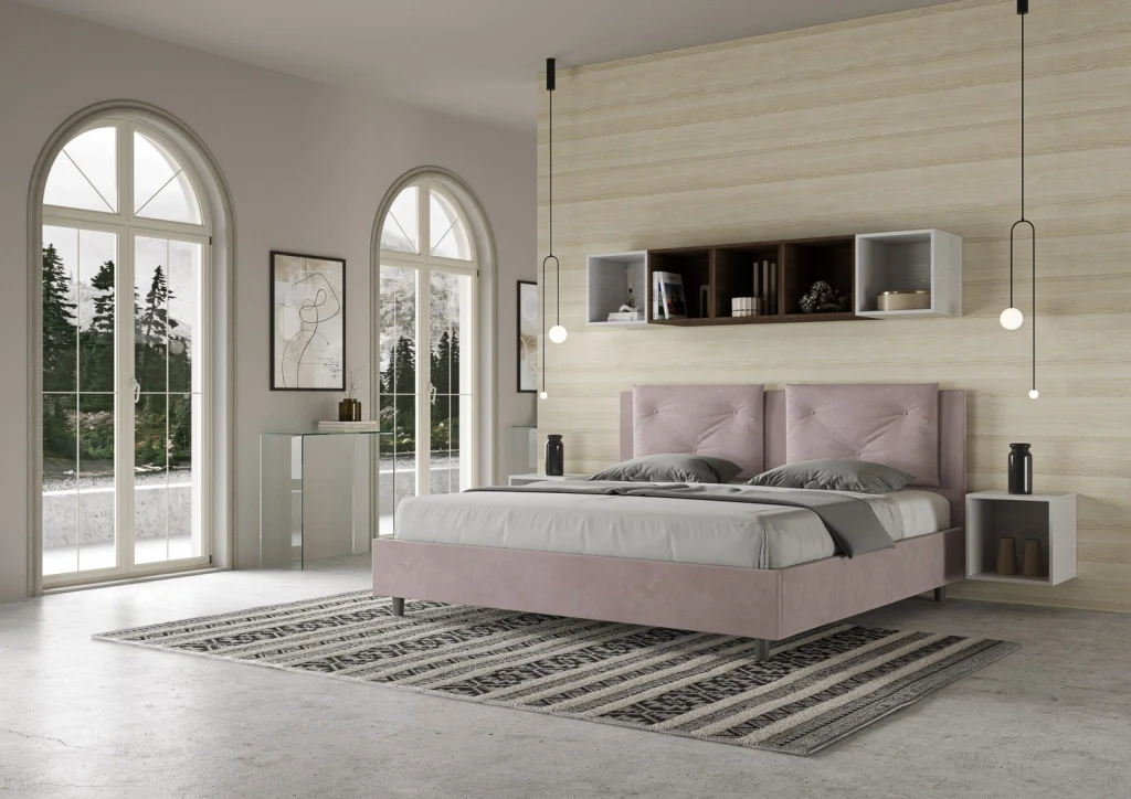 BS COM Letto senza rete imbottito 180x210 microfibra glicine - Image 4