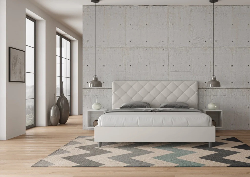BS COM Letto senza rete imbottito 180x210 similpelle bianco - Image 3