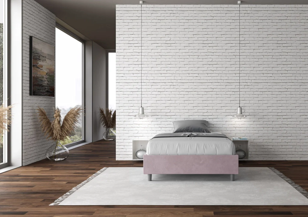 BS COM Letto singolo con rete imbottito 100x210 microfibra glicine - Image 4