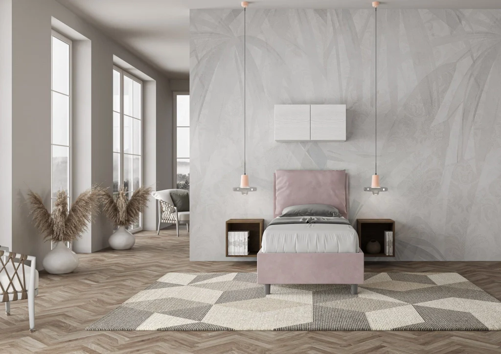 BS COM Letto singolo con rete imbottito 80x200 microfibra glicine - Image 4