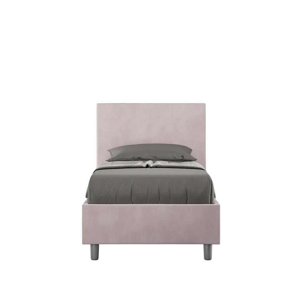 BS COM Letto singolo con rete imbottito 80x210 microfibra glicine