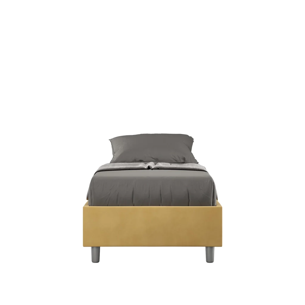 BS COM Letto singolo con rete imbottito 80x210 microfibra ocra
