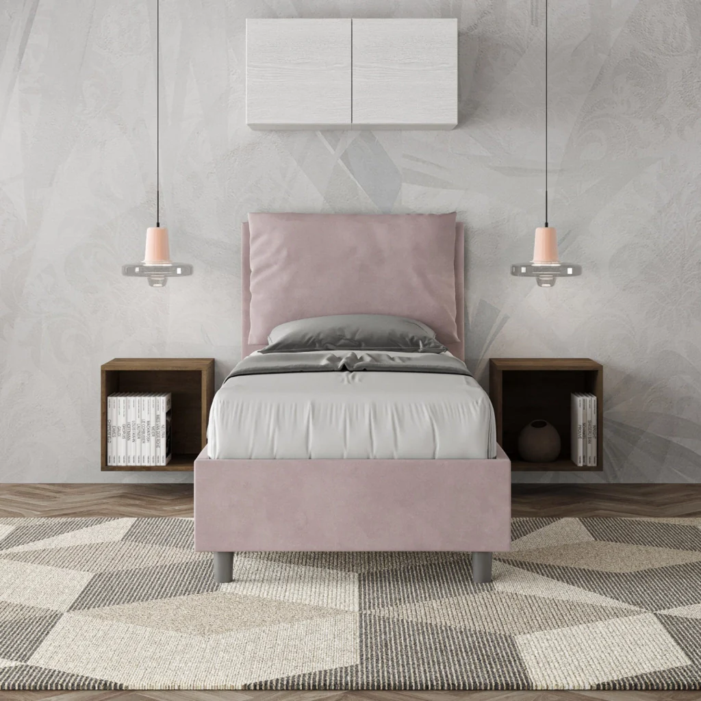 BS COM Letto singolo con rete imbottito 90x200 microfibra glicine - Image 3