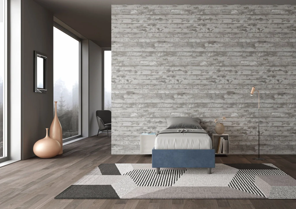 BS COM Letto singolo con rete imbottito 90x210 microfibra blu - Image 4