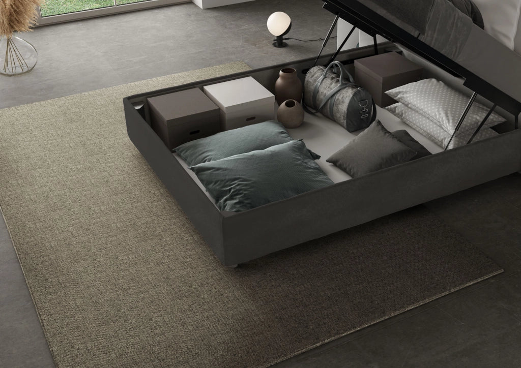 BS COM Letto singolo contenitore imbottito 100x200 microfibra grigio - Image 4