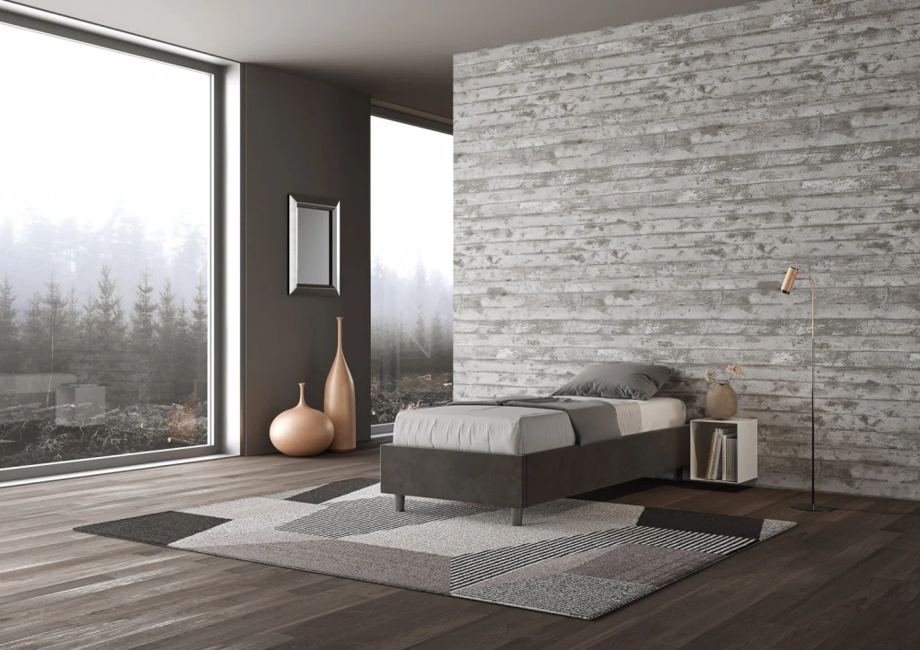 BS COM Letto singolo contenitore imbottito 80x190 microfibra grigio - Image 5