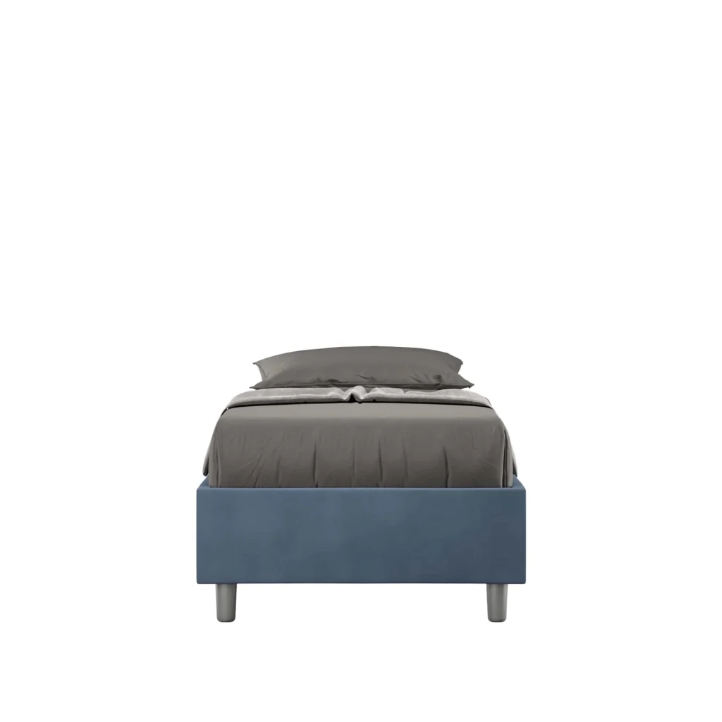 BS COM Letto singolo contenitore imbottito 80x200 microfibra blu