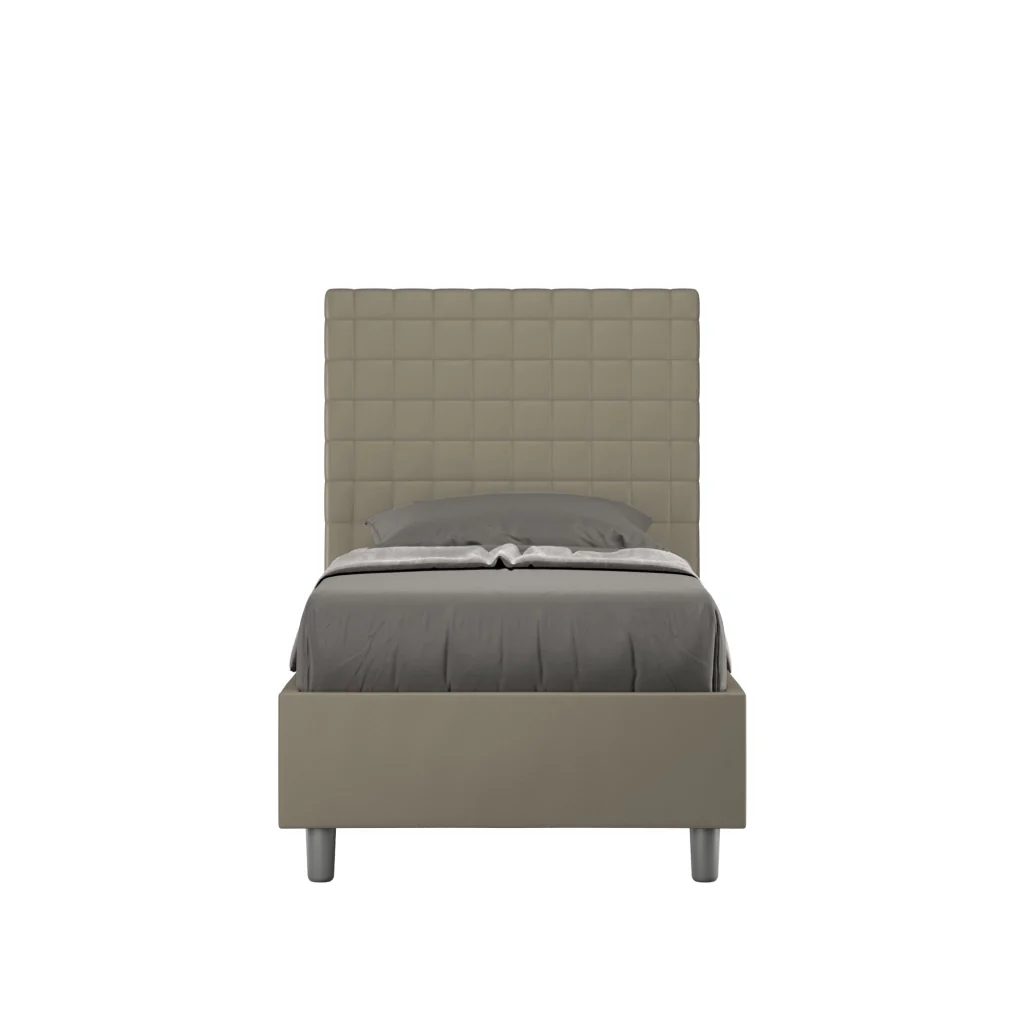 BS COM Letto singolo contenitore imbottito 80x200 similpelle cappuccino