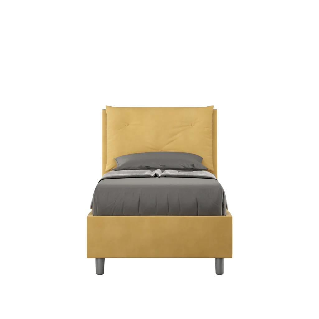 BS COM Letto singolo contenitore imbottito 80x210 microfibra ocra