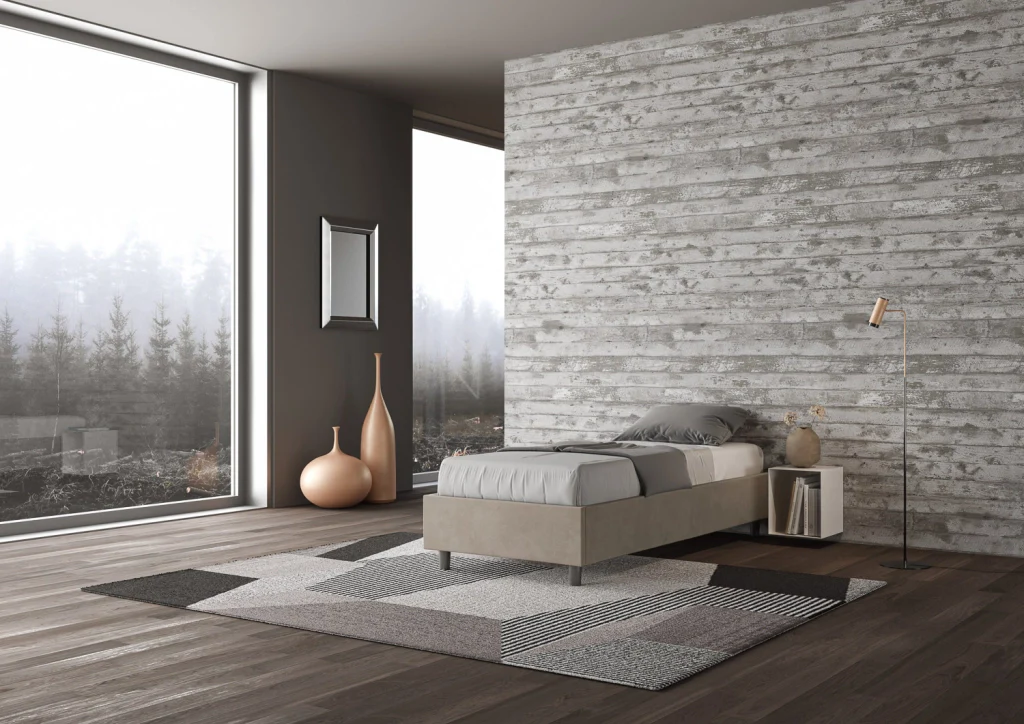 BS COM Letto singolo contenitore imbottito 80x210 microfibra sabbia - Image 5