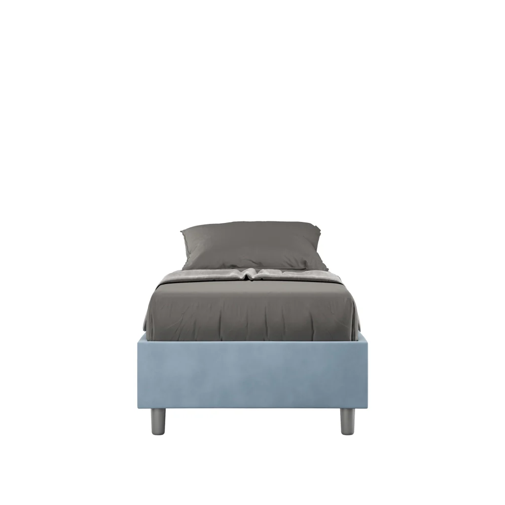 BS COM Letto singolo contenitore imbottito 90x200 microfibra azzurro