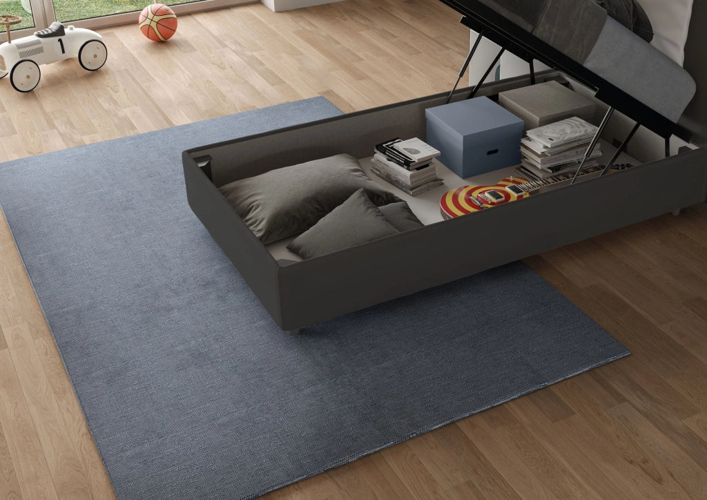 BS COM Letto singolo contenitore imbottito 90x200 microfibra grigio - Image 4