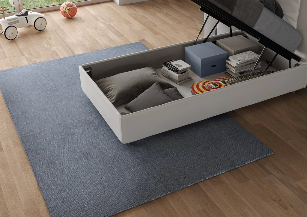 BS COM Letto singolo contenitore imbottito 90x200 similpelle bianco - Image 5