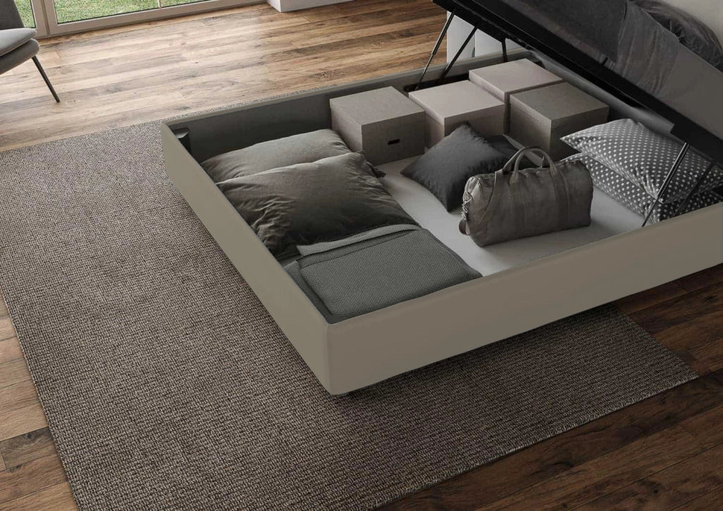 BS COM Letto singolo contenitore imbottito 90x200 similpelle cappuccino - Image 4