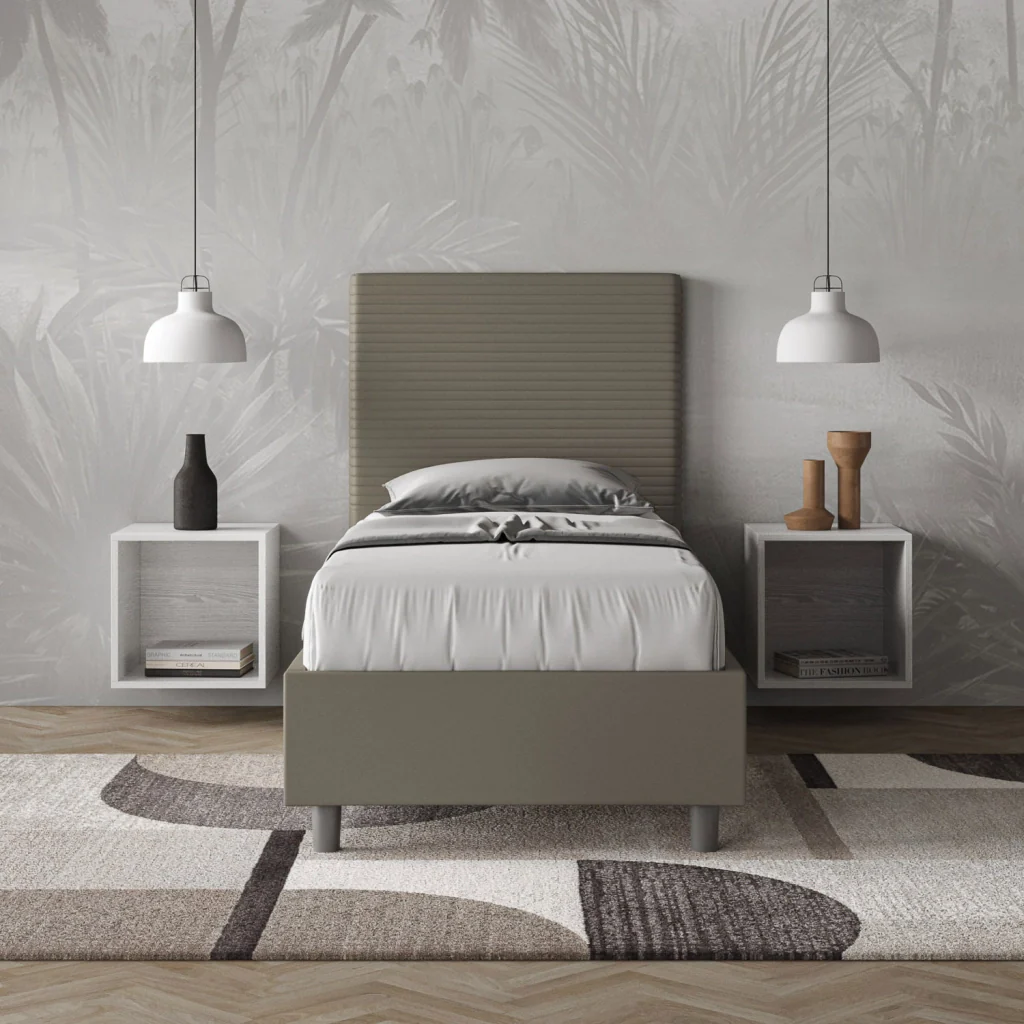 BS COM Letto singolo contenitore imbottito 90x200 similpelle cappuccino - Image 5