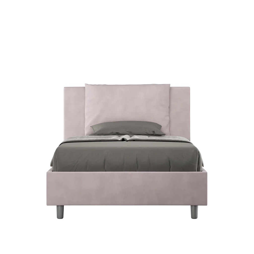 BS COM Letto singolo senza rete imbottito 100x190 microfibra glicine