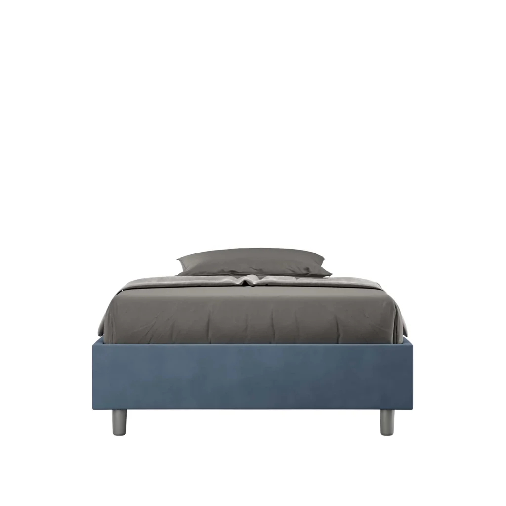 BS COM Letto singolo senza rete imbottito 100x210 microfibra blu