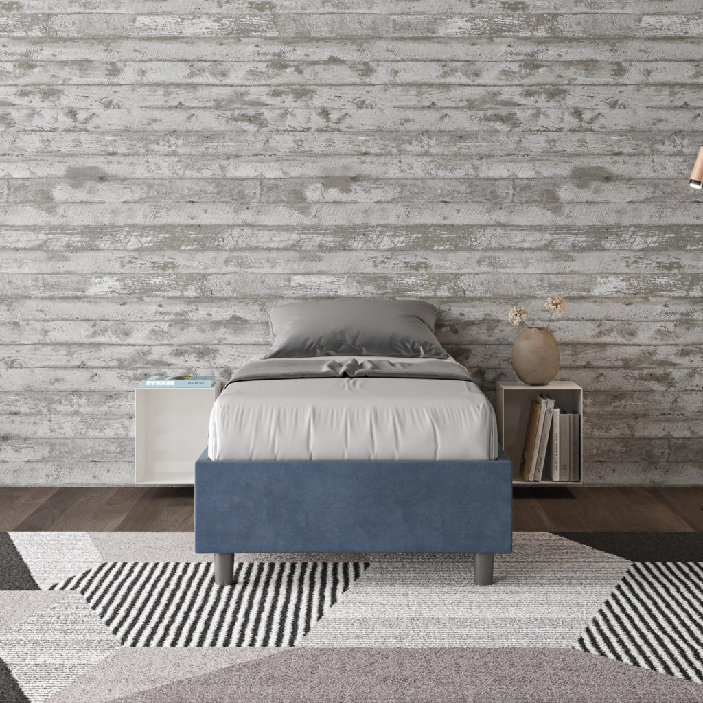 BS COM Letto singolo senza rete imbottito 80x190 microfibra blu - Image 3