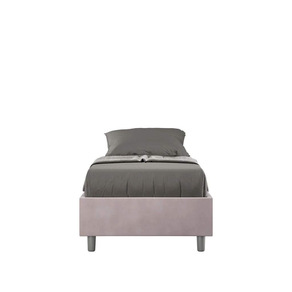 BS COM Letto singolo senza rete imbottito 80x200 microfibra glicine