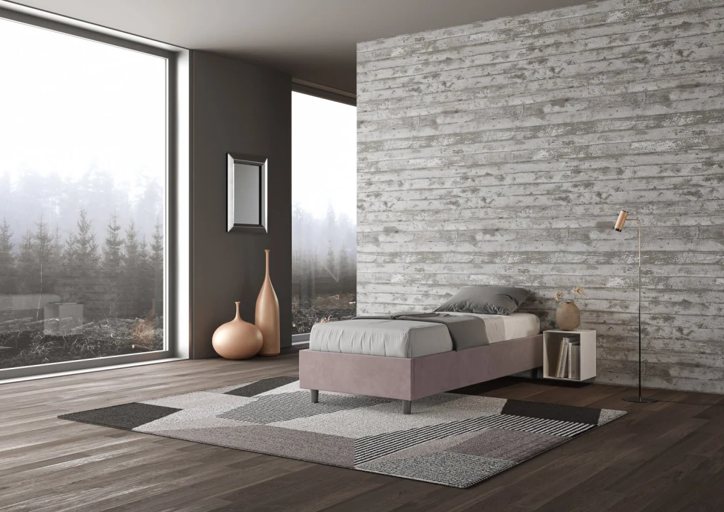 BS COM Letto singolo senza rete imbottito 80x200 microfibra glicine - Image 2