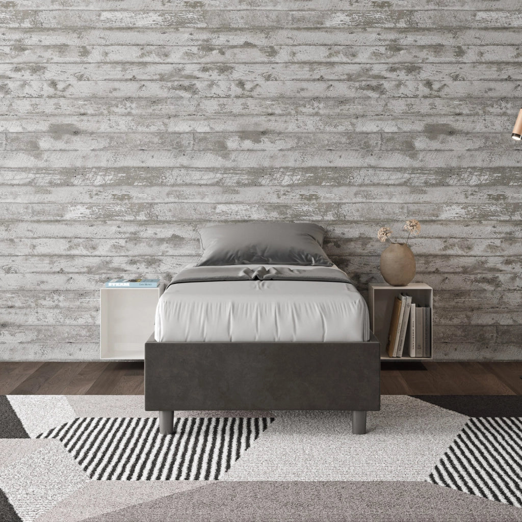 BS COM Letto singolo senza rete imbottito 80x200 microfibra grigio - Image 3