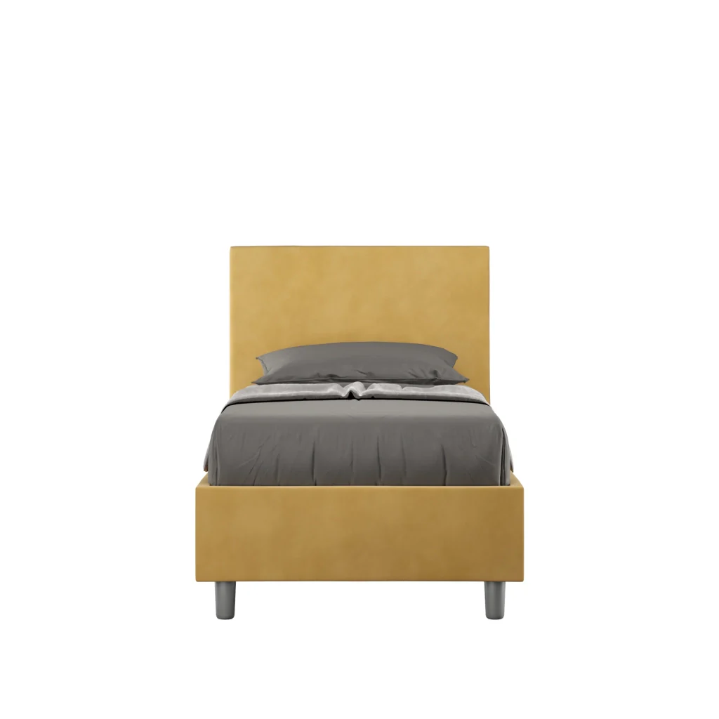 BS COM Letto singolo senza rete imbottito 80x210 microfibra ocra