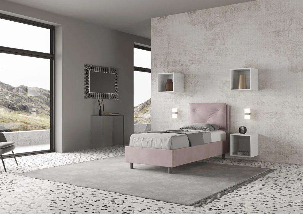 BS COM Letto singolo senza rete imbottito 90x200 microfibra glicine - Image 4
