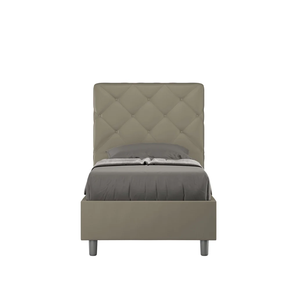 BS COM Letto singolo senza rete imbottito 90x200 similpelle cappuccino