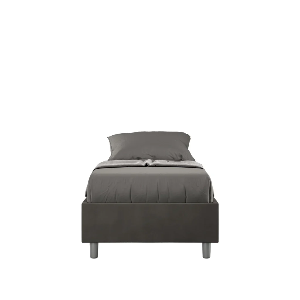 BS COM Letto singolo senza rete imbottito 90x210 microfibra grigio