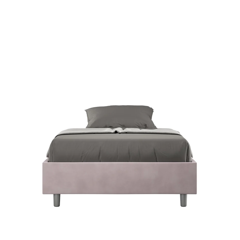 BS COM Letto una piazza e mezza con rete imbottito 110x190 microfibra glicine