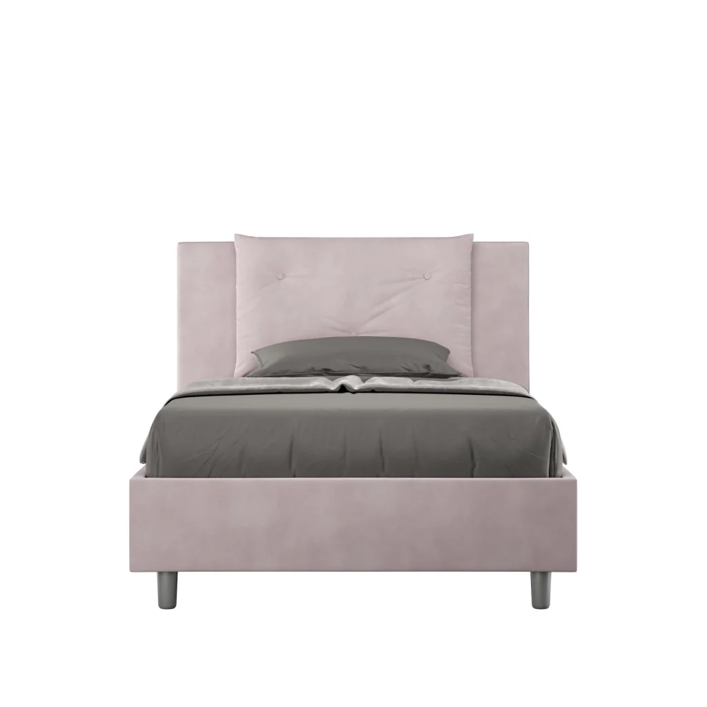 BS COM Letto una piazza e mezza con rete imbottito 110x210 microfibra glicine