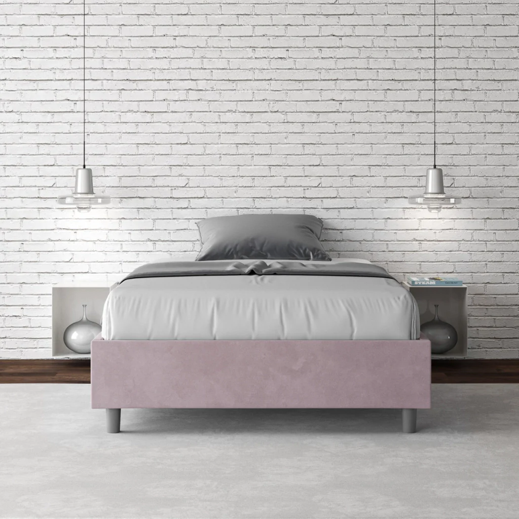 BS COM Letto una piazza e mezza con rete imbottito 110x210 microfibra glicine - Image 3