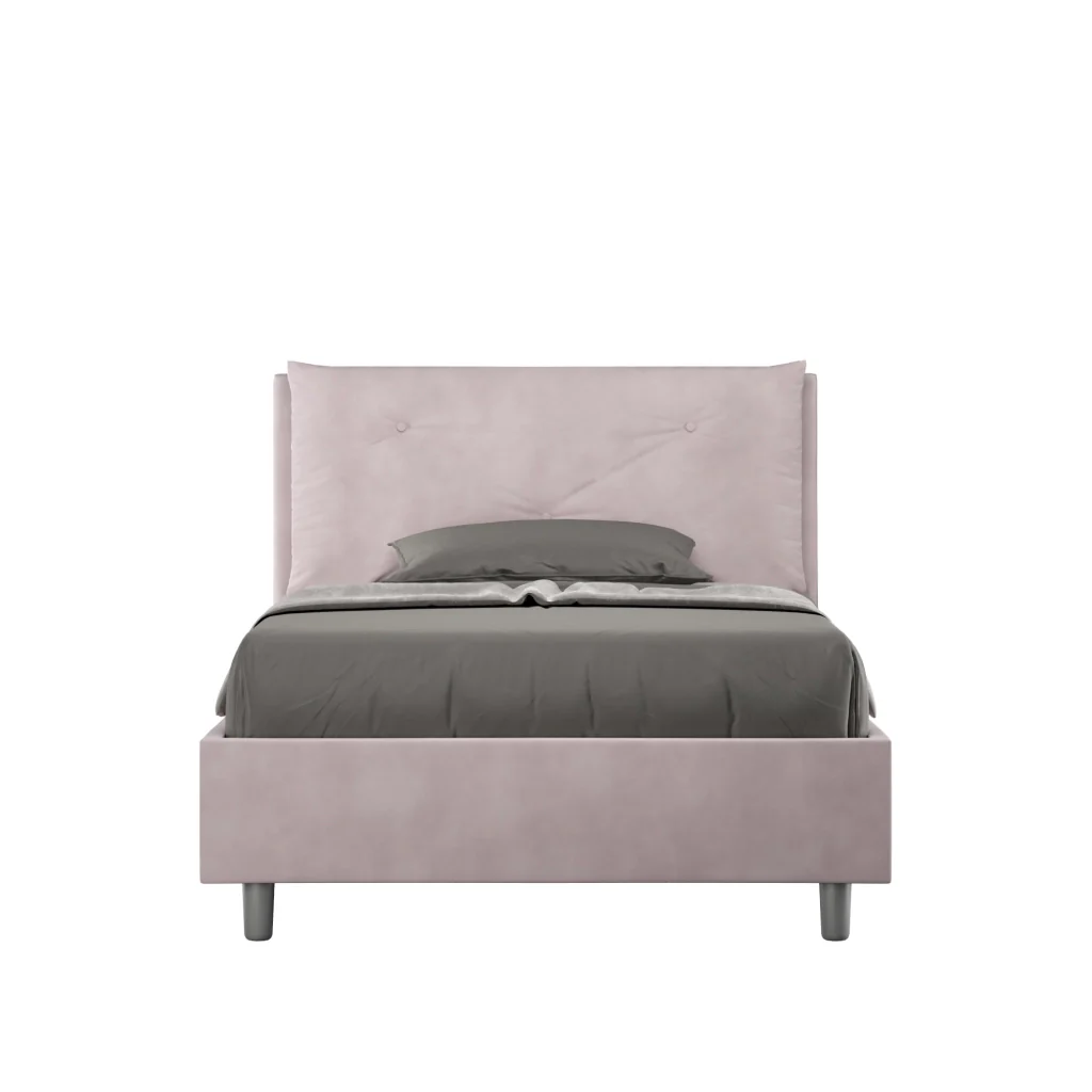 BS COM Letto una piazza e mezza con rete imbottito 120x190 microfibra glicine