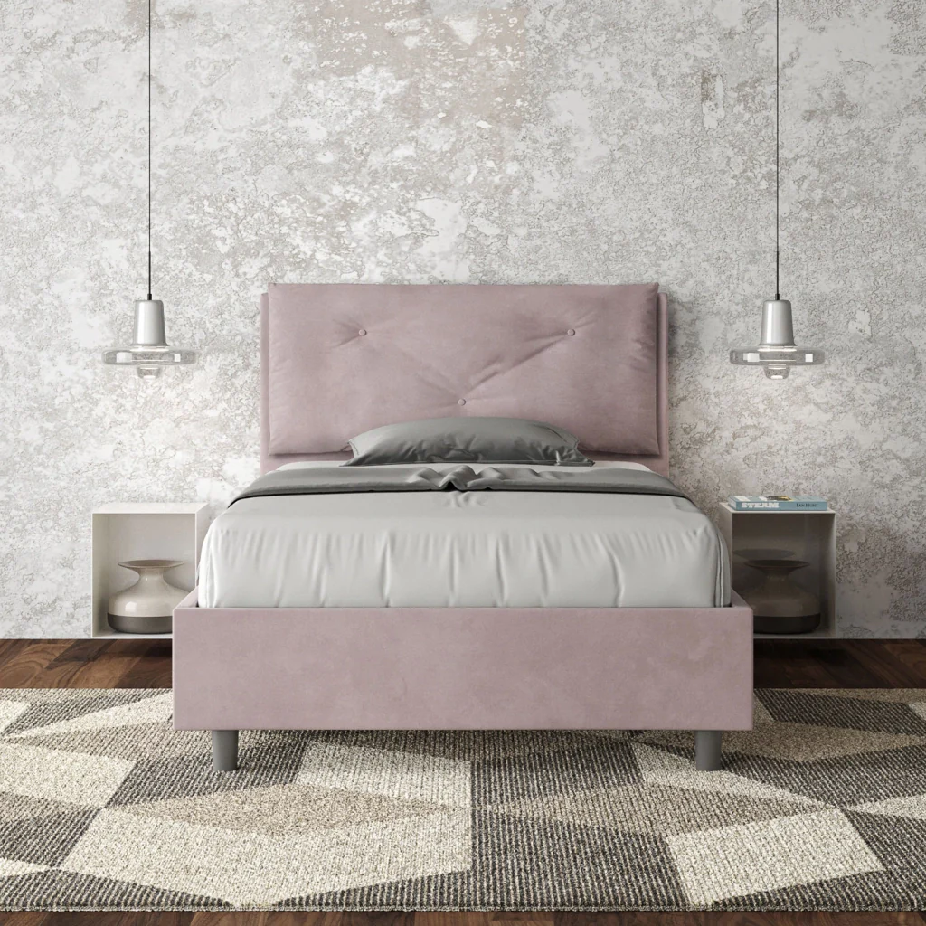 BS COM Letto una piazza e mezza con rete imbottito 120x190 microfibra glicine - Image 4