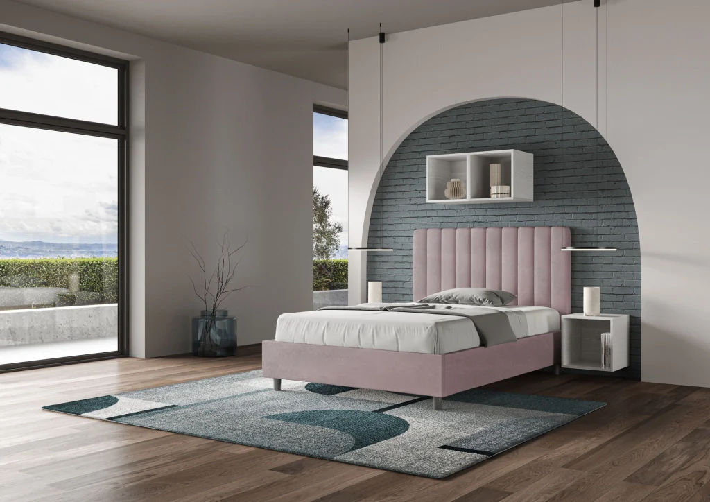 BS COM Letto una piazza e mezza con rete imbottito 120x200 microfibra glicine - Image 3